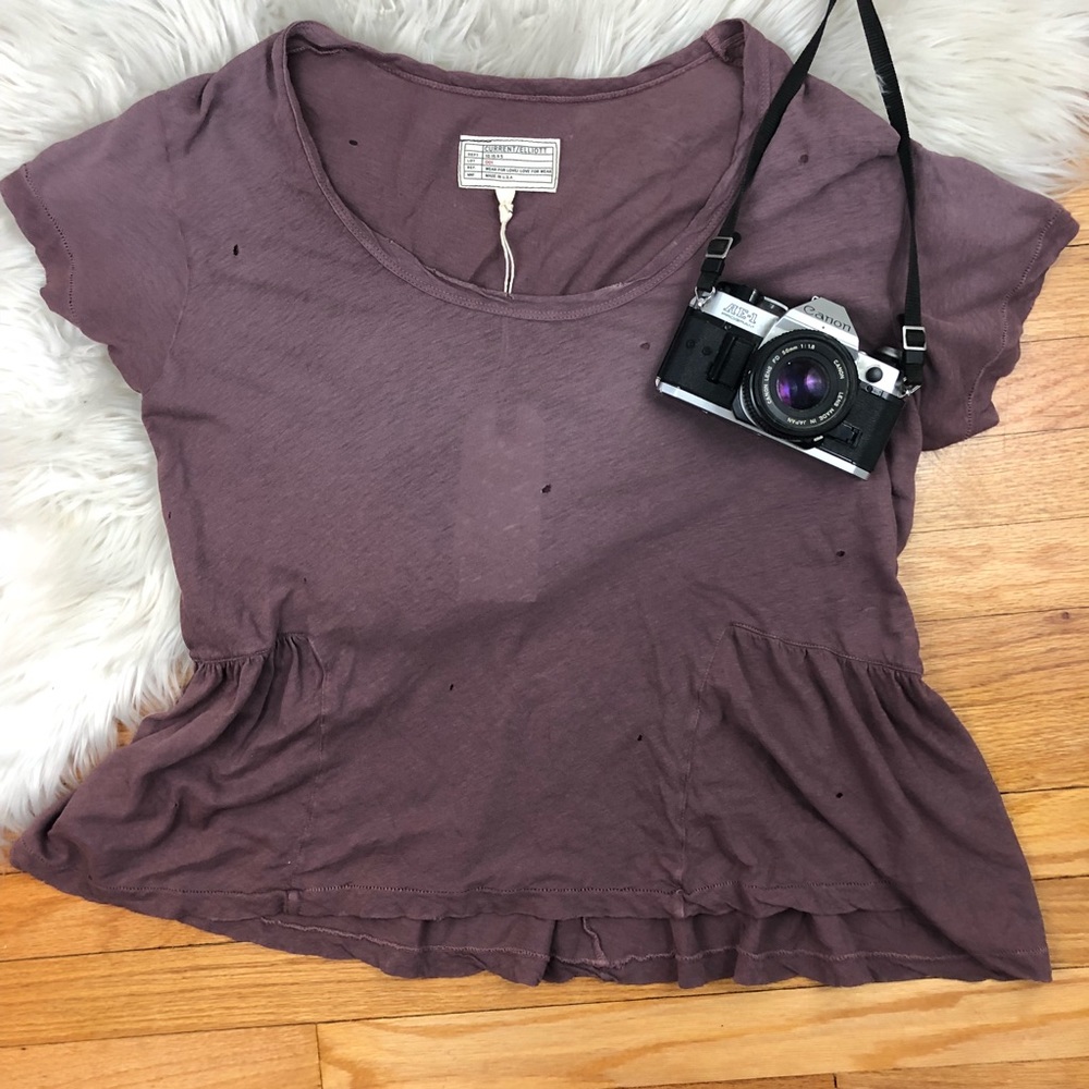 current/Elliott Girlie Tee Distressed Mauve Sz 1 - Picture 2 of 8